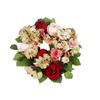 Hydrangea and Rose Wreath In Burgundy and Pink, 20 Cm