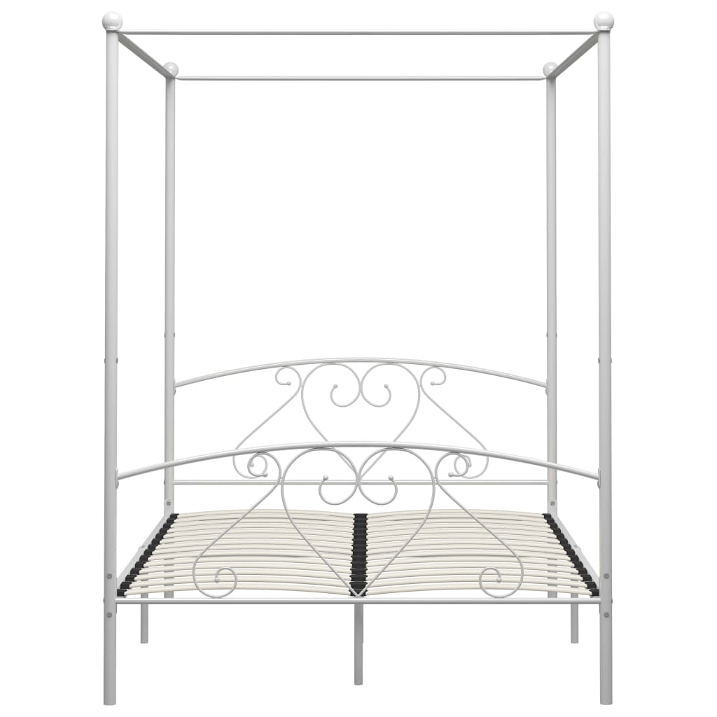 Canopy Bed Frame White Metal 140 x 200 cm