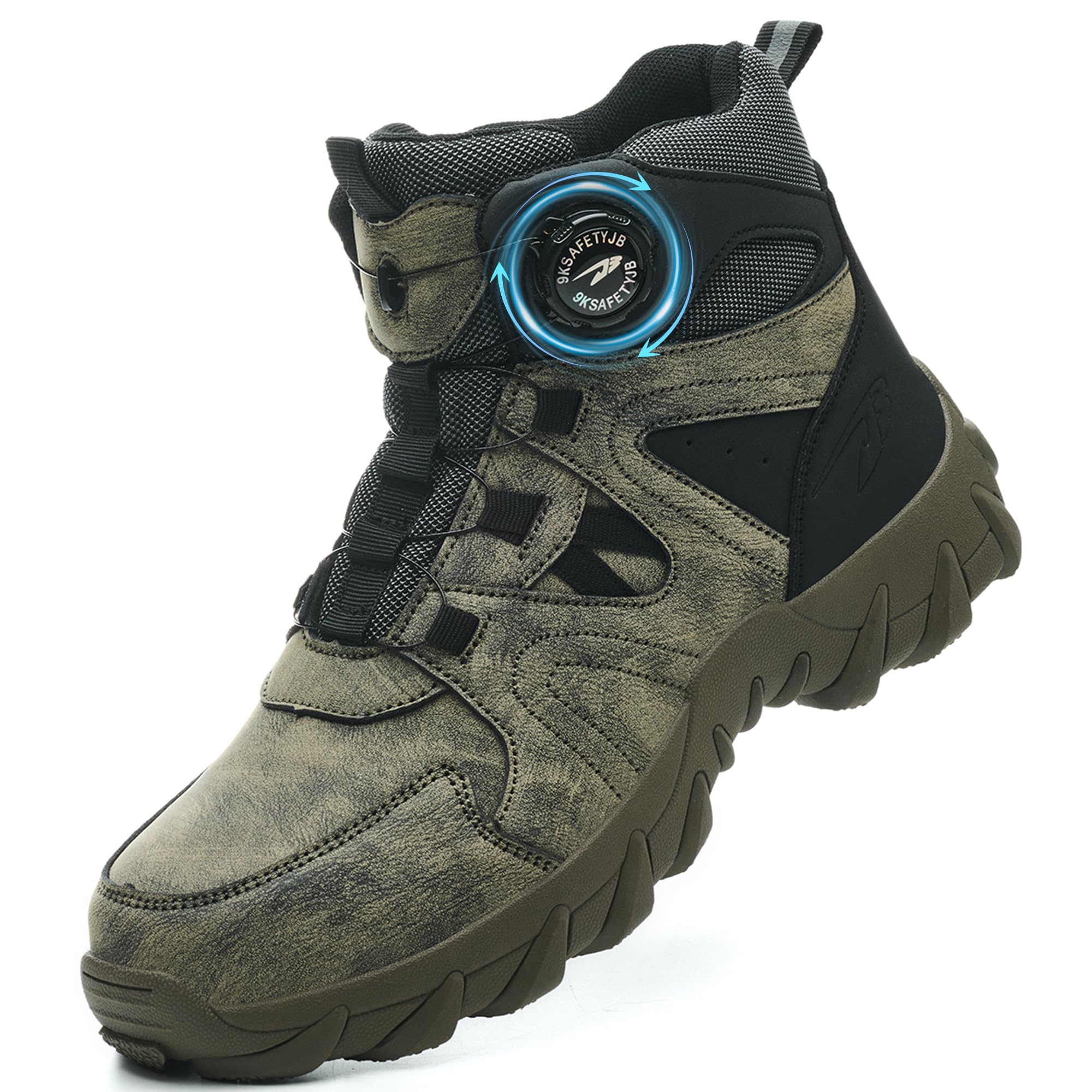 

KOIFISH Safety Shoes with Design with Toe Size Men s High-Cut Dial-Type Closure, Slip-On Cap, Green, 26.5cm зелений