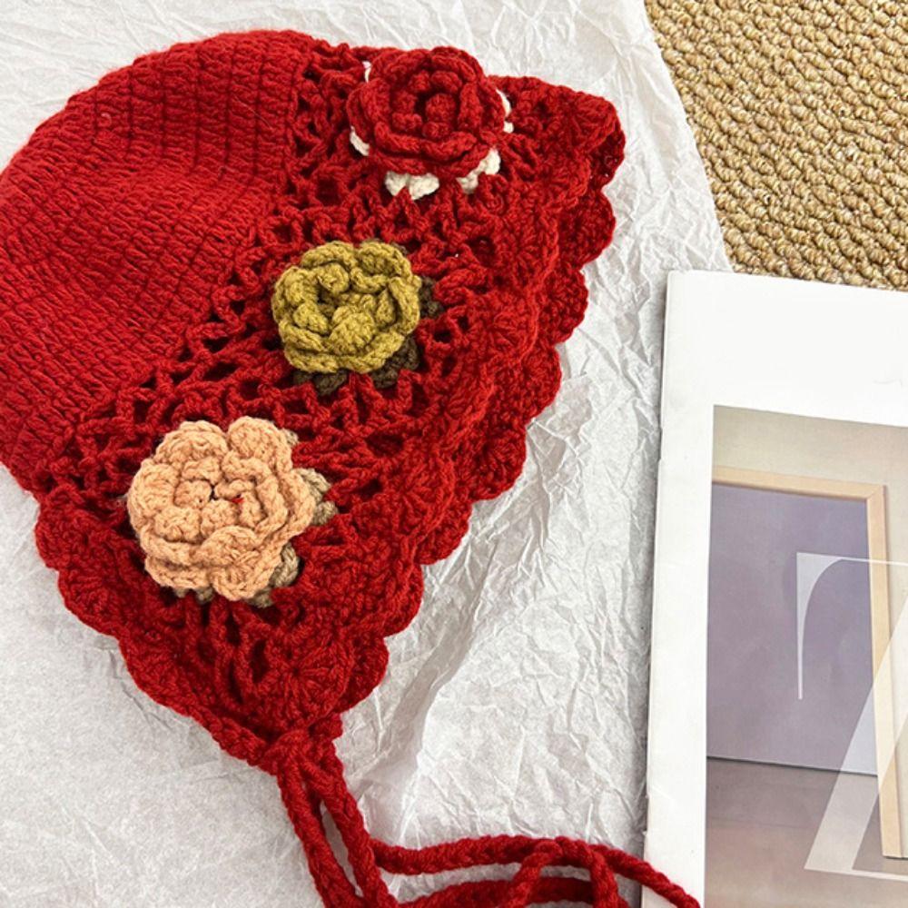 Tassels Tassel Beanies Hollow Out Knit Cap Fashion Crochet Knitted Hat Apparel Accessories