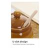 Set Retro di Vasi per Miele con Bastoncino di Legno Contenitore Ceramico Artigianale e Mescolino in Legno per la Cucina di Casa