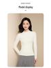 Women's Velvet Semi-High Neck Slim Fit Long Sleeve Thermal Top for Autumn/Winter