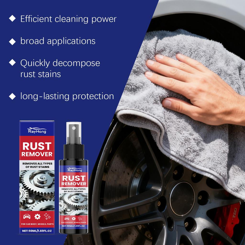 Car Rust Remover Auto Polishing Cleaner Metal Derusting & Cleaning Spray for Car Wheels & Household Appliances 50ml