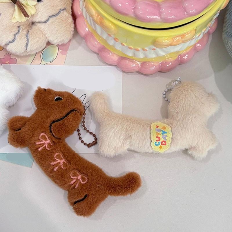 Dog Shaped Plush Bag Charm Keyring Soft Stuffed Animal Keychain Shopping Bag Charm Fashion Accessories for Everyday Use