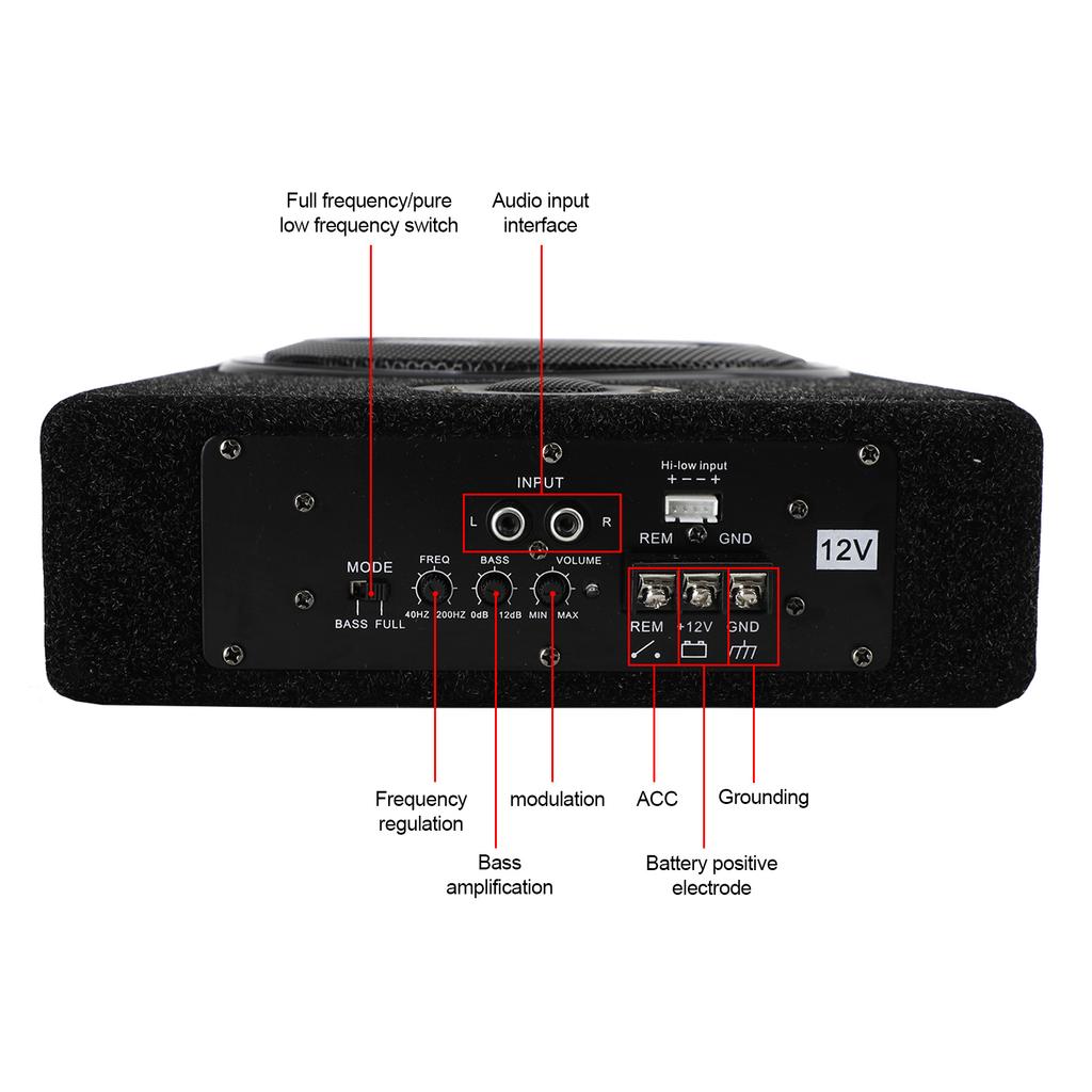 8" 600W Car Subwoofer Under-Seat Amplifier Speaker O Sub Woofer Slim Box US