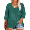IHUASU Women's Fashion Casual 3/4 Sleeves O-Neck  Blouses & Shirts