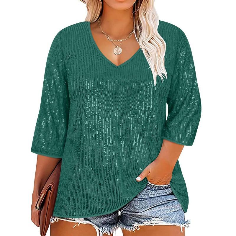 IHUASU Women's Fashion Casual 3/4 Sleeves O-Neck  Blouses & Shirts