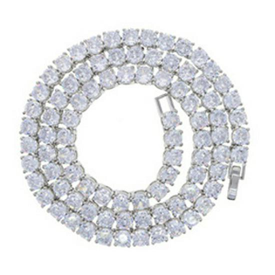 

European 5mm Diamond Tennis Necklace: Single Row Hip Hop Streetwear Accessory for Men & Women