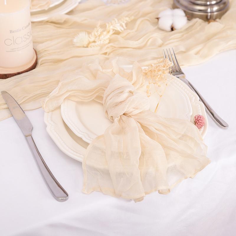 6 PCS Gauze Cheesecloth Napkins 19.7 x 19.7 Inch Dinner Cloth Napkins with Wrinkled Decorative Cloth Napkins for Home Weddin