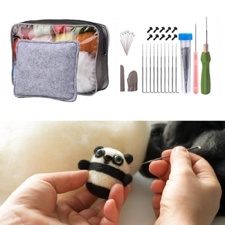 Animal Succulent Plant Needle Felting Supply, Beginner Wool Felt Tool with Needle, Instruction, Wool Roving, Wood Handle