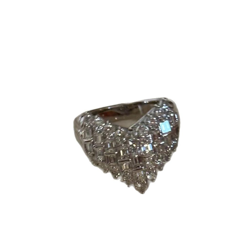 Xiaohongshu Popular Vintage Full Diamond Love Ring Light Luxury Niche High-end Sense Super Exquisite Ring