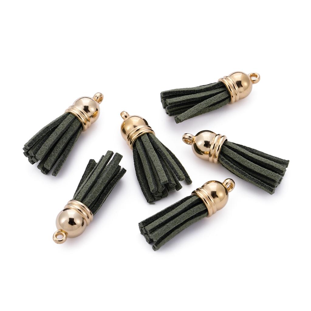20pcs/lot 38mm Tassel Vintage Leather Tassels Fringe Pendant For DIY Keychain Jewelry Making Supplies Charms Accessories