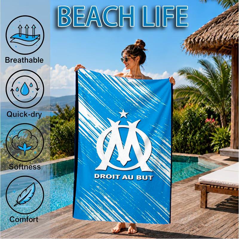 Flame Logo Design Printed Microfiber Beach Towel, Soft And Absorbent, Quick-Dry, Ideal for Summer Travel, Beach Essential, Swimming Pool