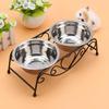 Pet Bowl, Stainless Steel Double Cat Dog Waterer Bowls Elevated Dog Feeder Pet Food Water Bowls with Retro Iron Stand Double Diner Feeder Bowls