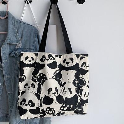Panda Large-capacity One-shoulder Canvas Bag Female Student Commuter Handbag Bag KTY