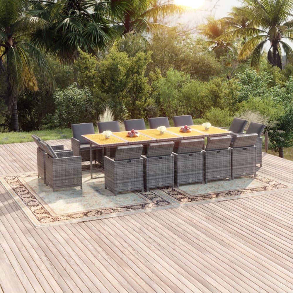 Ensemble à manger de jardin coussins 15 pcs Résine tressée