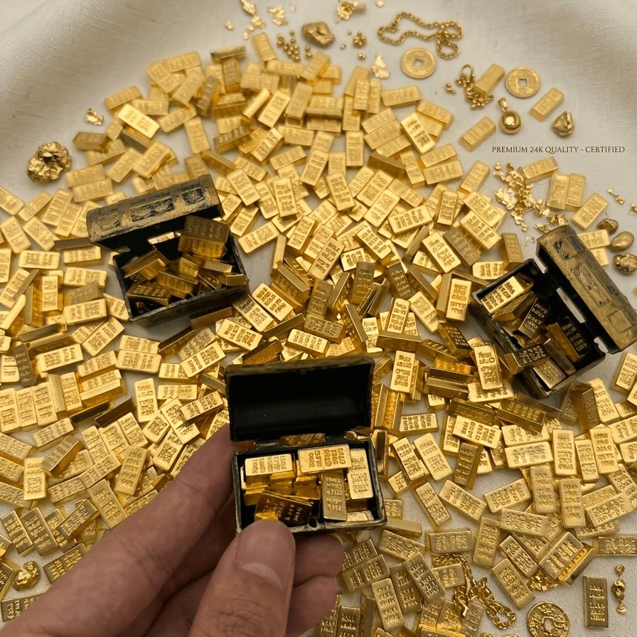 50/100pcs Ultra-Realistic Mini Gold Bars Simulated Gold Ingots Model Sets DIY Ornament Accessories Solid Material