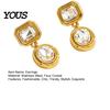 Non Tarnish Stainless Steel Jewelry 1 Pair Faux Crystal Geometric Dangle Earrings for Women, Hypoallergenic Ear Needles Sensitive Ears Gold