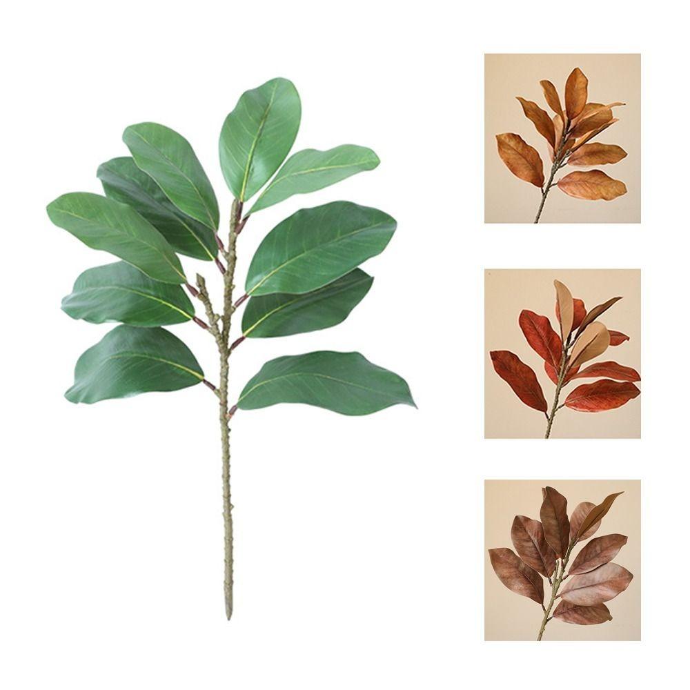 57cm Artificial Magnolia Leaves Rubber Floral Arrangement Simulated Plant Branch Plants Leaves DIY Green Plants Wedding