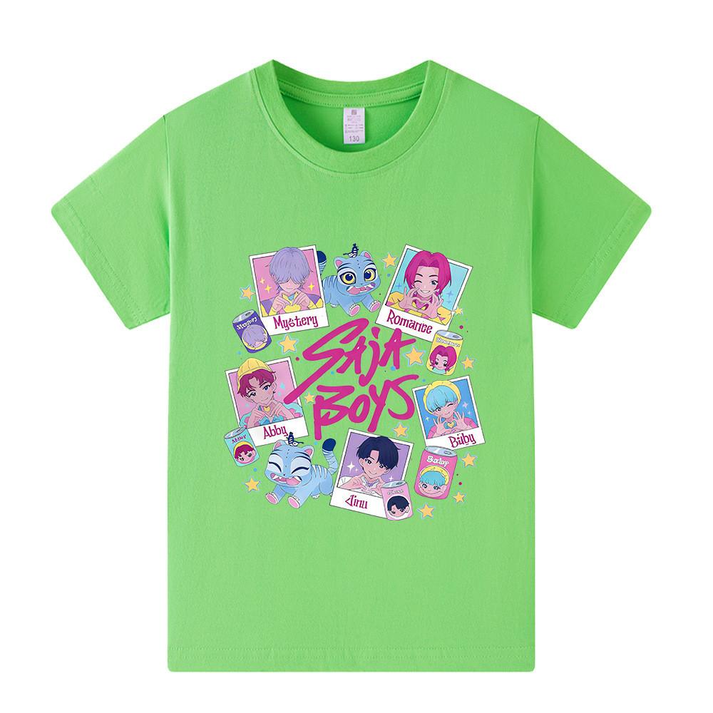 A1206 Kids Boys Girls Sajaboys Kpop Rumi Zoey Mira Print Short Sleeves T-shirt