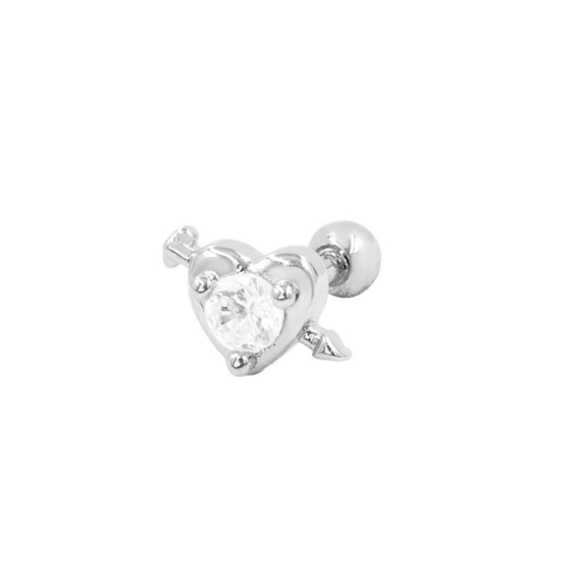

Gaibei European & American 3D Heart Ear Stud with Round Zircon Piercing Jewelry