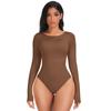 Seamless Long Sleeve Quick-Dry Knitted Yoga Bodysuit with Snap Closure