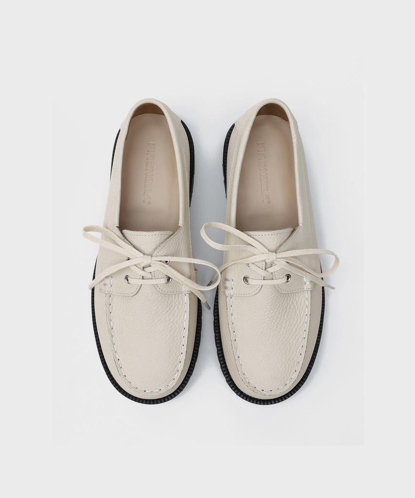 Firenze Atelier [Vibram] Standard Casual Sole Boat Shoes 5099 [Cream Embo]