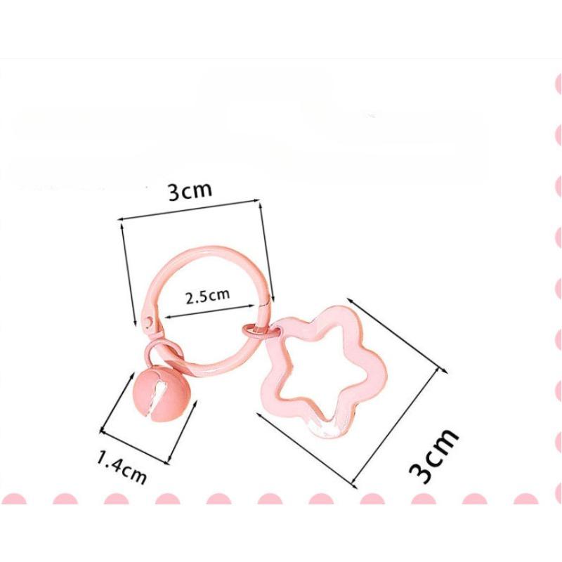 2pcs Korean Version of Ins Small Fresh Color Small Star Bell Keychain Candy Color Keyring Pendant Women Bag Keychain Accessories