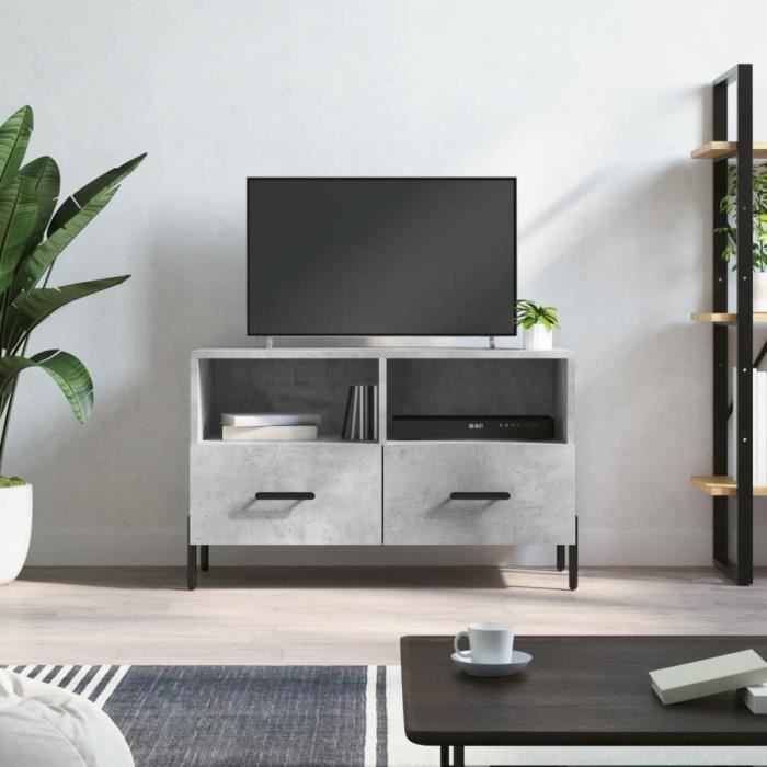 VidaXL Meuble TV Gris béton 80x36x50 cm Bois d'ingénierie 828984