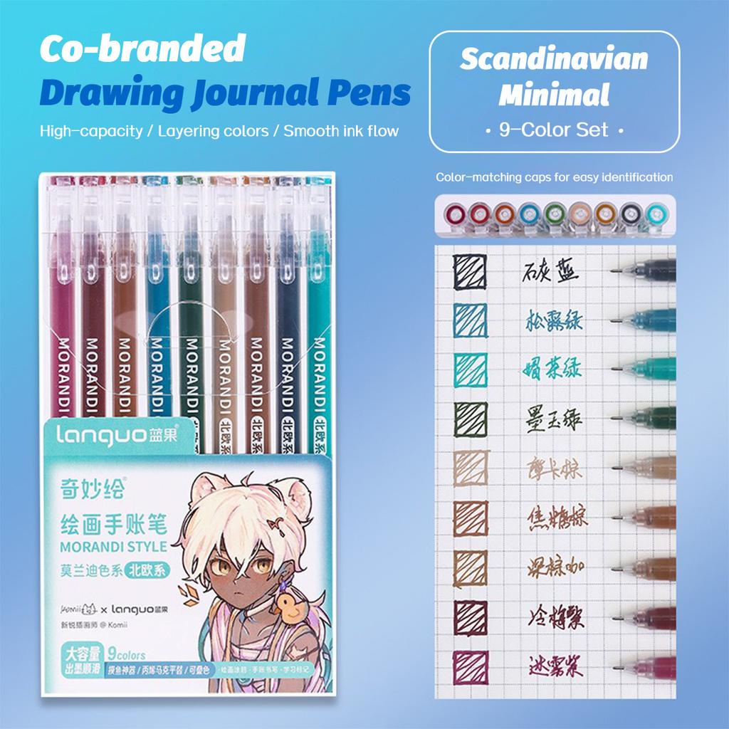 6/9pcs Set Languo Morandi Gel Pens 0.5mm Kawaii Pastel Set for Students Diary Scrapbook Painting & Drawing Pen School Supplies