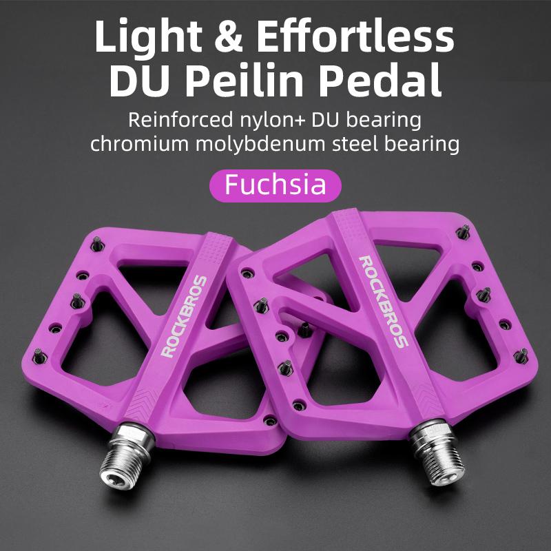 ROCKBROS Bike Pedals Nylon DU Bearing Ultra-light Mountain Non-Slip Bicycle Pedals Big Foot Road MTB Pedals Cycling Accessories