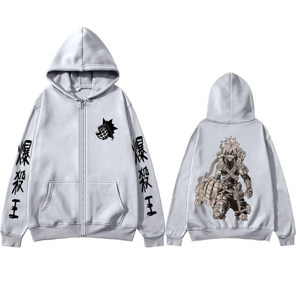 Anime My Hero Academia Bakugou Katsuki Merch Bluza Rozpinana na Zamek Męska Damska Bawełna Polarowa Kurtka Zapinana na Zamek Męski Manga Cosplay