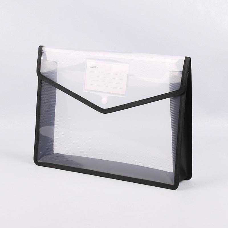 A4 Transparent Large Capacity Snap Button File Bag for Office and Student Documents