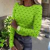 Women's Slim Fit Long Sleeve T-Shirt with Christmas Graphic Print Neck Pullover Top