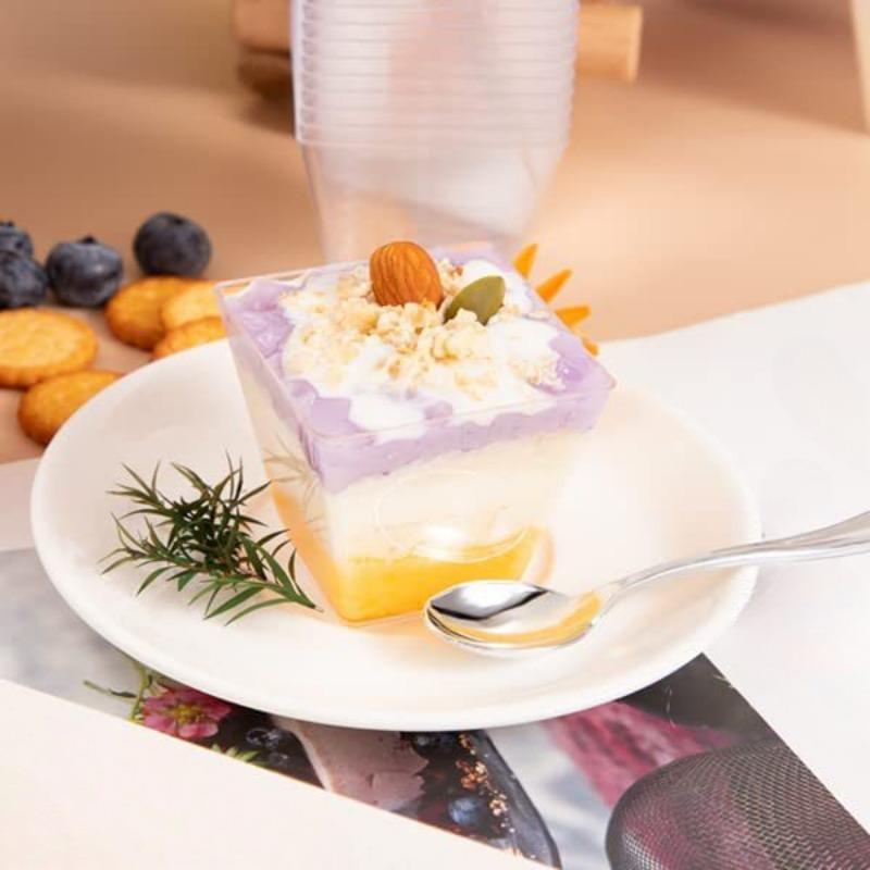 10/20 Pcs 60ml Transparent Disposable Dessert Cups, Trapezoid Mini Cups, Containers for Restaurant Party Desserts,, Ice Cream.