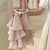 Girls Casual Dresses Summer Children Clothing Sweet Vest Baby Cake Round Collar Fashion Soild Sweet Pink