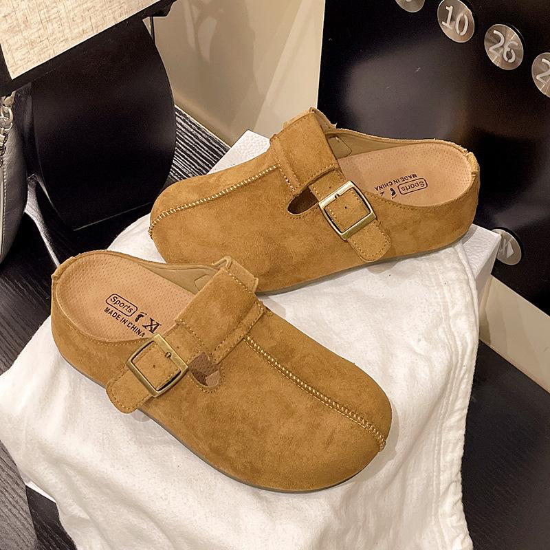 Thick sole inner height increase two wear Birkenstock shoes bag head half slippers women wear 2025 new autumn retro Birkenstock slippers