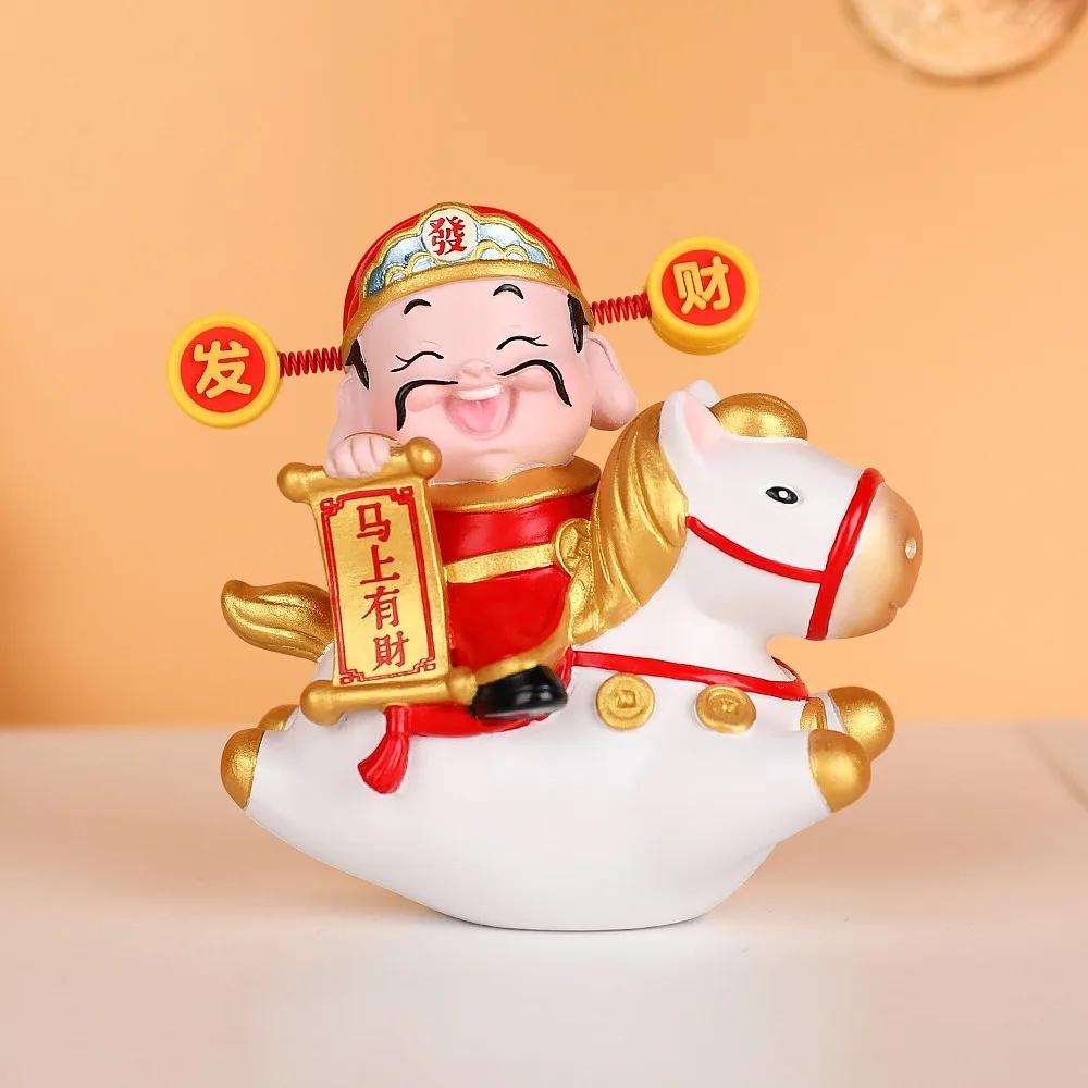 Resin 2026 Horse Year Figurines Chinese Style Mascot God of Wealth Figurine Year of The Horse Blessing Horse Statue
