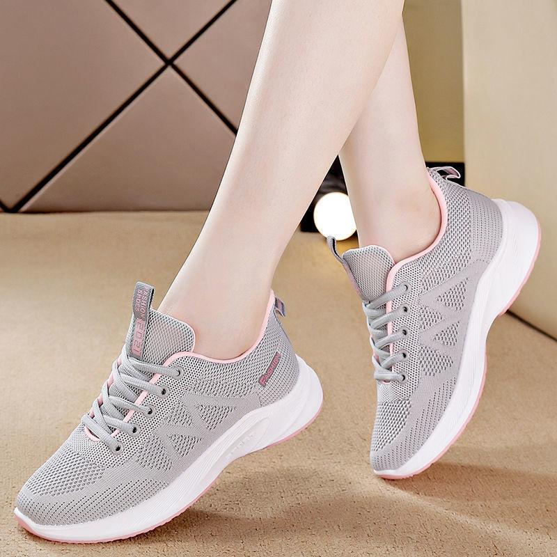 

Women s shoes new 2025 popular spring casual sports shoes flying woven mesh shoes breathable running shoes flat mother shoes 36