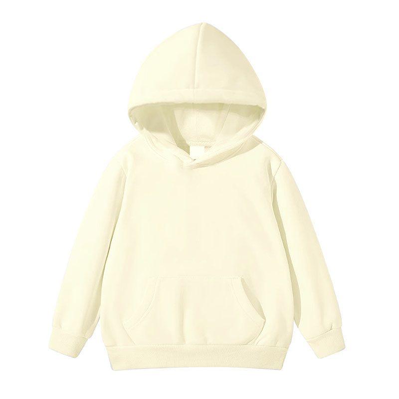 4-14 Years Kids Solid Color Hooded Pullover Long Sleeve Coat