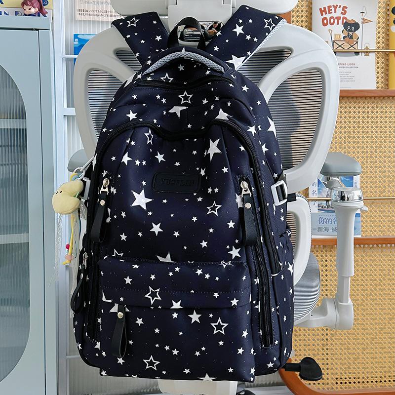 Student Schoolbag Junior High School High School Student Large Capacity Cute Star Backpack Women's New Casual Backpack