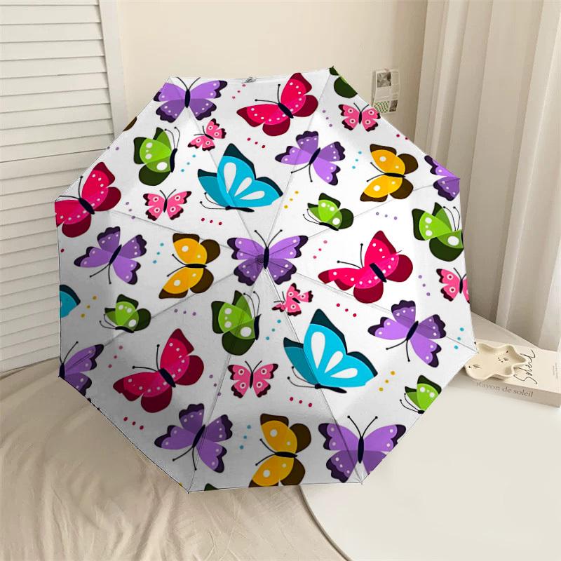 

1PC butterfly pattern Umbrella-8-Rib Reinforced Portable Folding Travel Suitable for All Seasons Outdoor Daily Use-G373