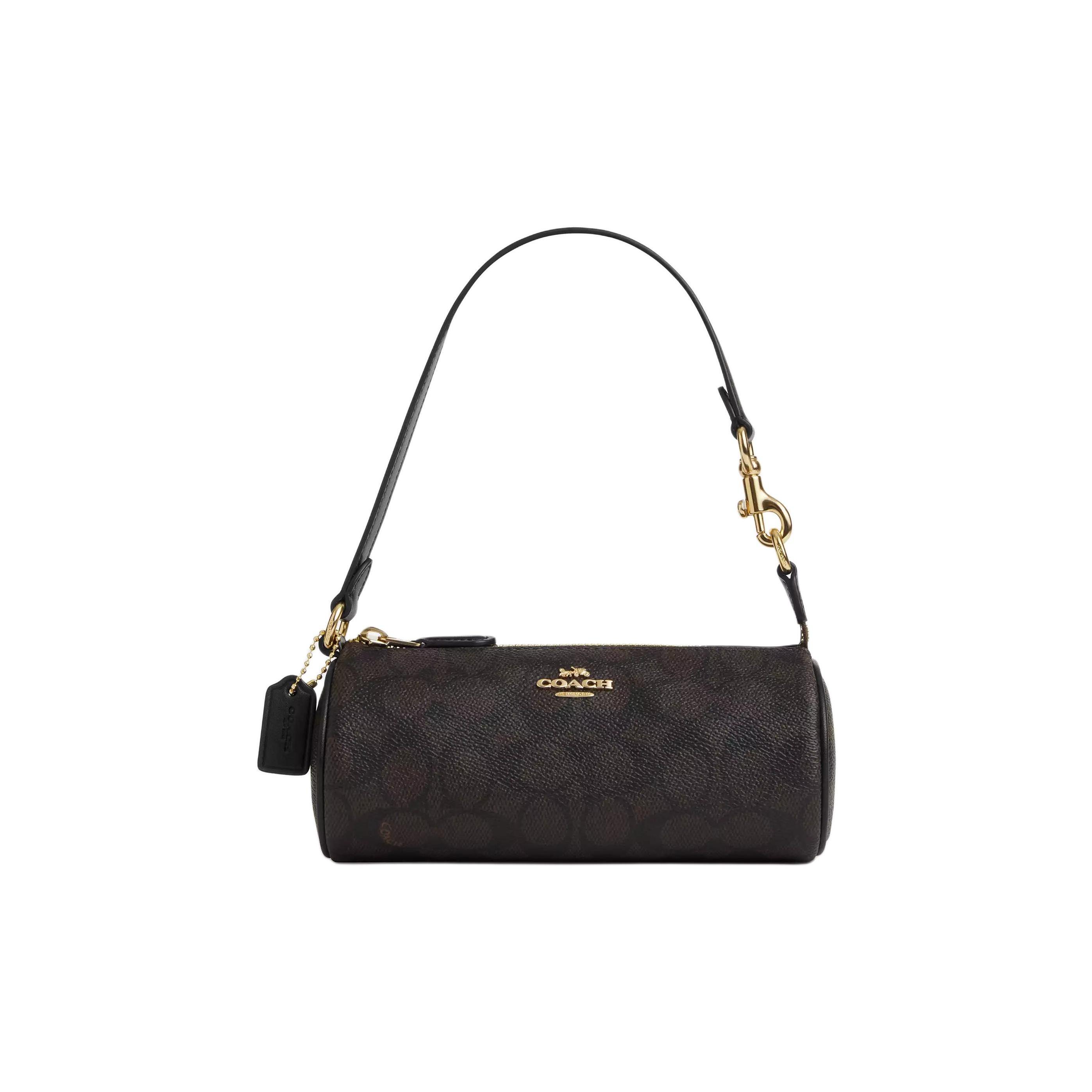 

Coach Nolita 20 Logo Zip Closure PVC And Leather Handbag Small Women handbags Dark-Brown CW809-IMXAQ Basic Set (Bag+Dust Bag)