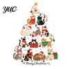 Bedroom Wall Stickers Christmas Tree Shape with Xmas Elements/Puppy/Kitten Patterns, Self-Adhesive PVC Decals, Decorative Decor Removable Art
