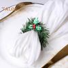 10 Teile/satz Weihnachtskranz Serviettenring Weihnachtsmannmütze Glänzende Blätter Wiederverwendbare Weihnachtsfeier Feiertag Tischdekoration Künstliche Girlande Abendessenserviette