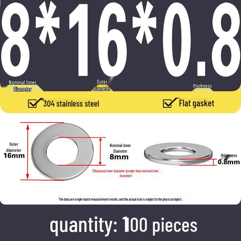 Plochá podložka z nerezové oceli 304 pro nastavení vůle hřídele (0,1/0,2/0,3 mm)