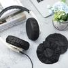 BBTO 300 Pieces Disposable Headphone Covers Non Woven Sanitary Fabric Headset Earphone Covers for Ear Pad Headphones(L-11 cm,Black)