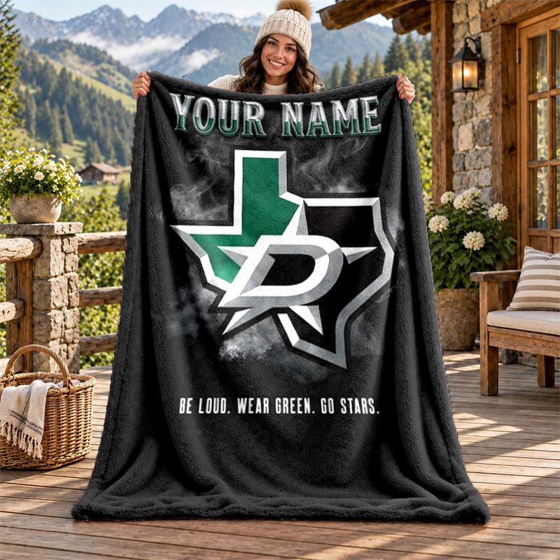 Dallas Stars Flanelová deka s vlastním jménem Personalizovaná měkká teplá plyšová přehozová deka Přizpůsobený dárek pro rodinu přátele