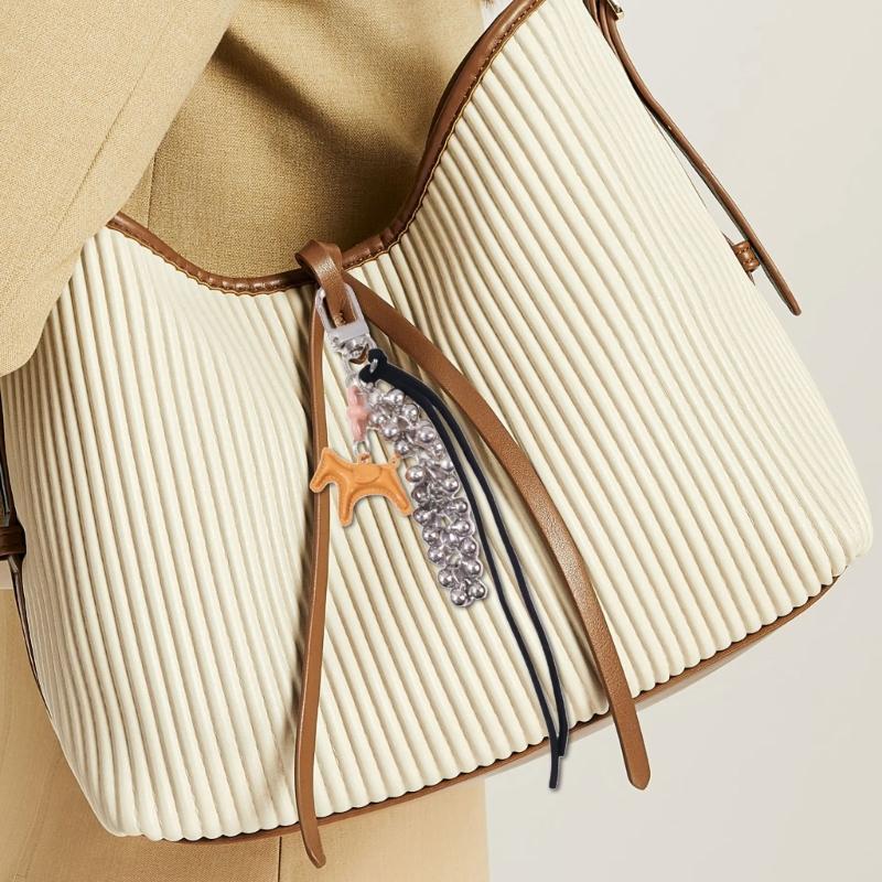 Leather Horse Bag Charm Pendant Car Keyrings Braided Rope Keychain Charm for Backpack Purses Handbags Decorations Gift