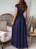 Women's Deep V-neck Pleated High-waisted Slit Evening Gown
